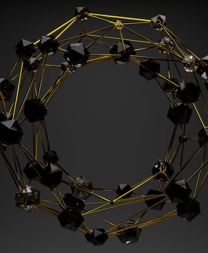 Abstract metallic geometric shapes representing strength and progression