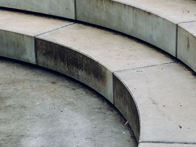 Simple clean stone steps leading upwards in a park
